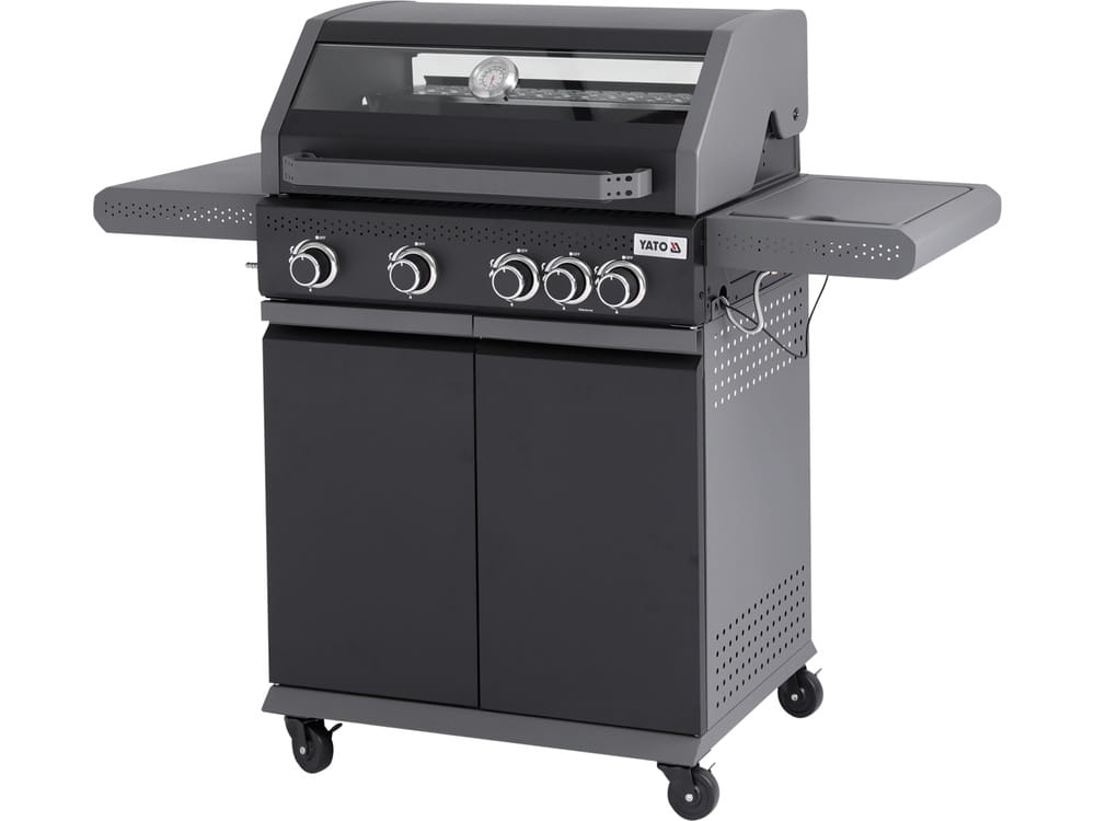 Grill gazowy Okaya 4 +1 z szafką i przeszkloną pokrywą | YG-20010