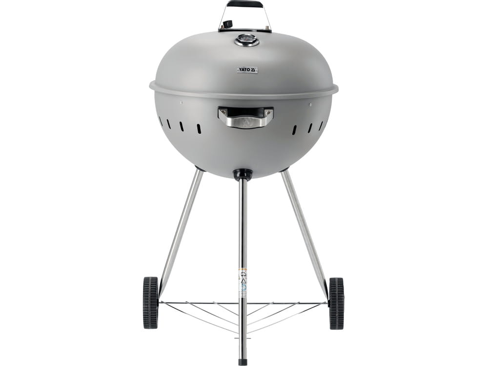 Grill ogrodowy 54 cm z pokrywą i rusztem węglowym, szary | YG-20301