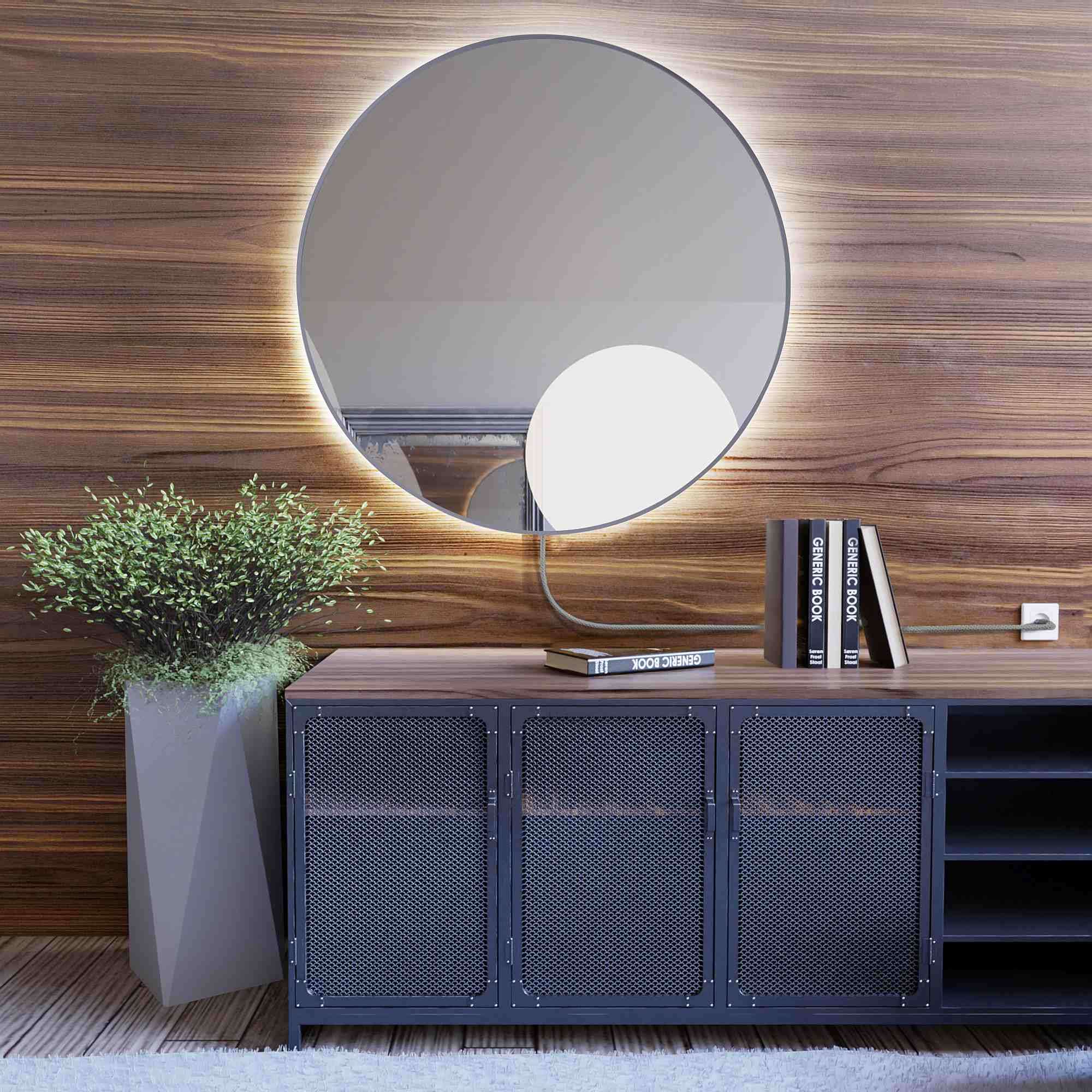 Darmowa Dostawa - Lustro 70x70 cm okrągłe z oświetleniem srebrny Baltica Design Electra 5904107903811