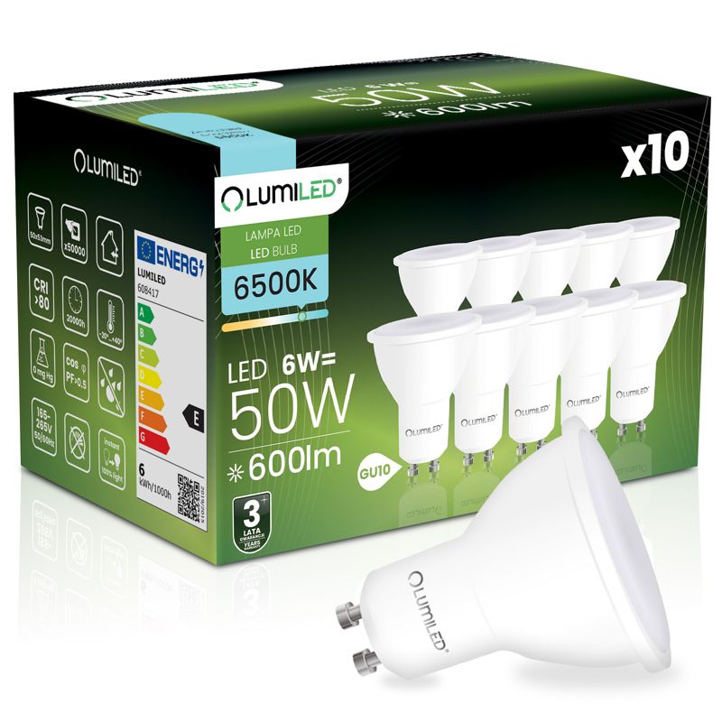 Żarówka LED Lumiled GU10 Reflektor PAR16 6W 600lm 6500K 120st 10 szt.