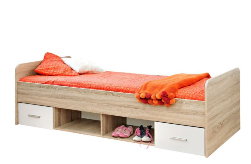 Łóżko ASM Meble DINO 90x200 dąb/biały mat 1 szt.