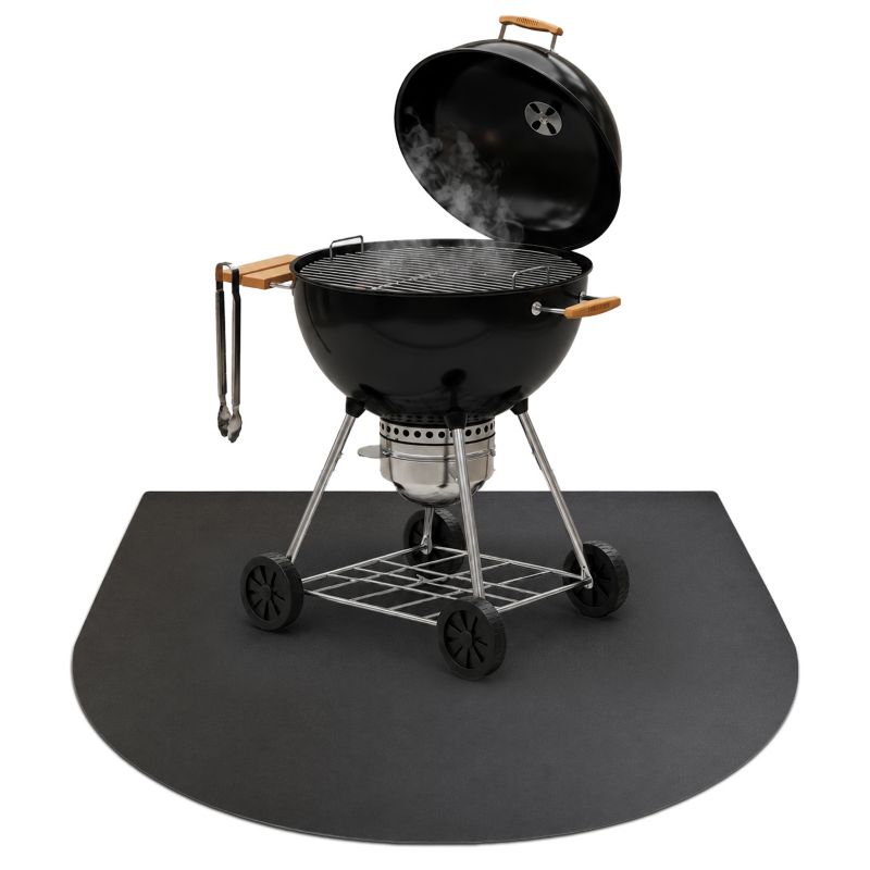Owalna Mata Pod Grill ArtPrintCave 100x100 cm Czarna Płyta Ochronna na Patio 1 szt.