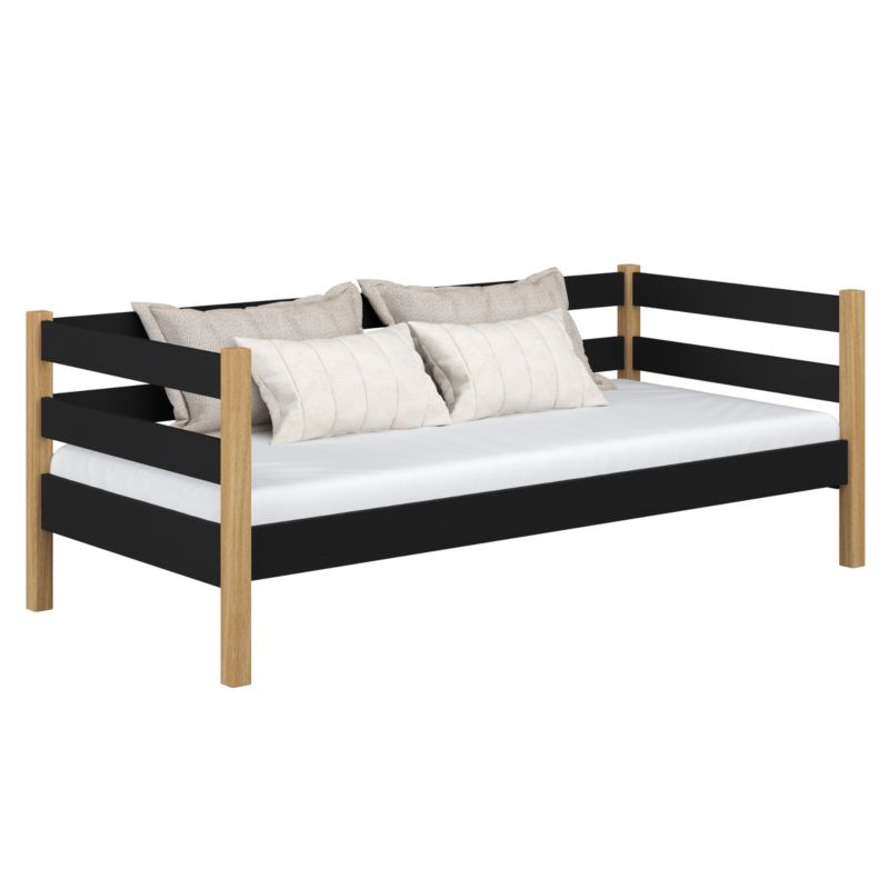 Drewniane łóżko N-WOOD sofa N01 czarno dębowy 90x180 1szt.