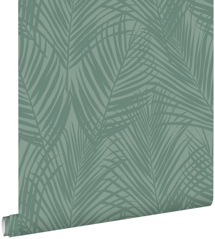 Tapeta ESTAhome liście palmowe szarej morskiej zieleni 53 cm x 10.05 m - 1 rol.