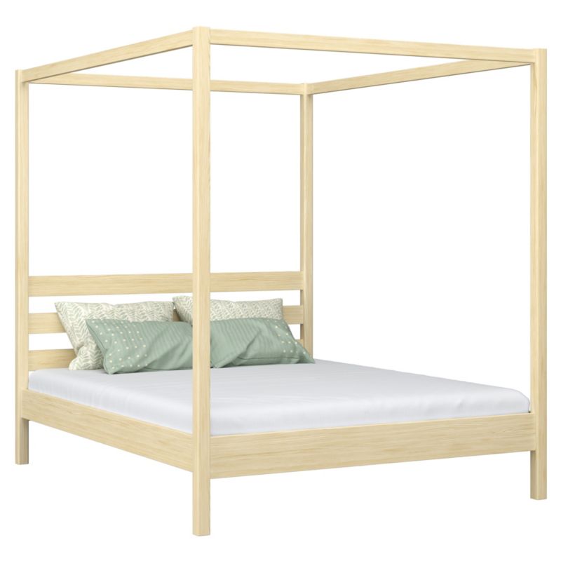 Drewniane łóżko N-WOOD podwójne z baldachimem N01 sosna bezbarwna 160x200 1szt.