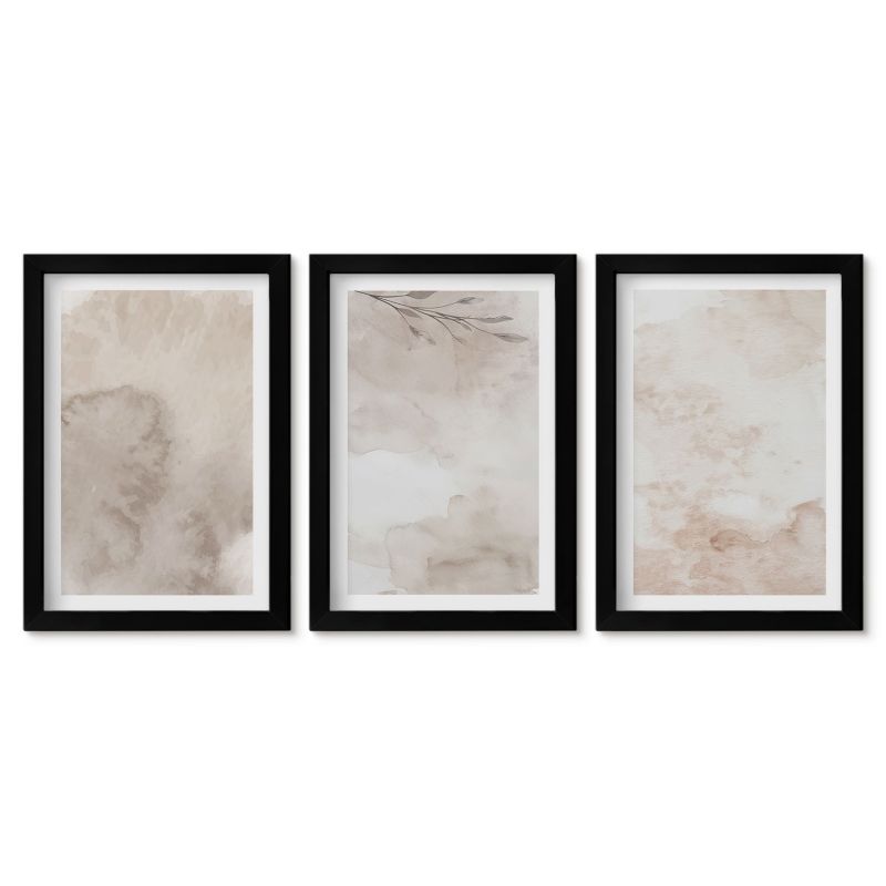 Zestaw 3 obrazów w czarnej ramie Tulup 20x30 cm Rozlane akwarelowe farby boho Galeria ścienna 1 kpl