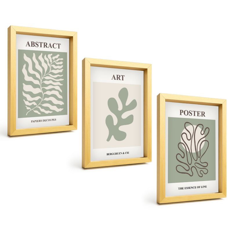 Zestaw Obrazów 3 Częściowy ArtPrintCave Złote Ramki 20x30 cm Dekoracja do Sypialni Wzory roślinne postery Matisse 1 kpl.
