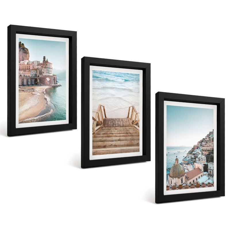 Zestaw Obrazów 3 Częściowy ArtPrintCave Czarne Ramki 20x30 cm Dekoracja do Sypialni Letnie pastelowe widoki plaża 1 kpl.