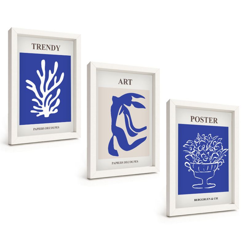 Zestaw Obrazów 3 Częściowy ArtPrintCave Białe Ramki 20x30 cm Dekoracja do Sypialni Abstrakcyjne postery Matisse 1 kpl.