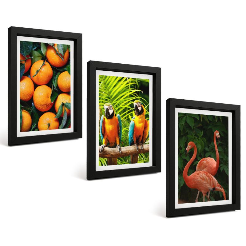 Zestaw Obrazów 3 Częściowy ArtPrintCave Czarne Ramki 20x30 cm Dekoracja do Sypialni Owocowe akcenty w tropikach 1 kpl.