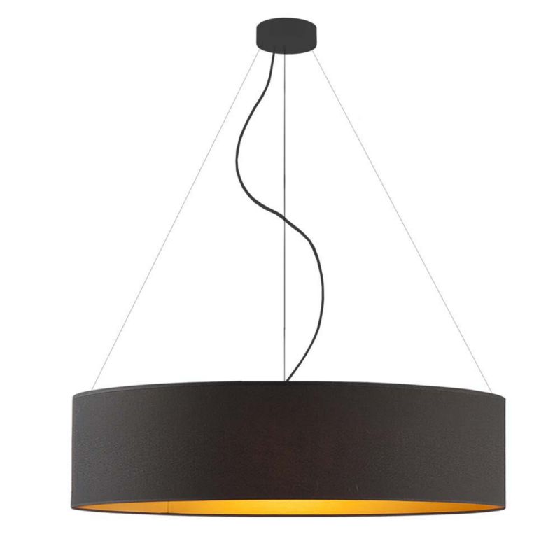 Lampa sufitowa Volta Light Factory żyrandol lampa wisząca z abażurem walec Czarny ze złotem 80 cm BLUES 1szt.