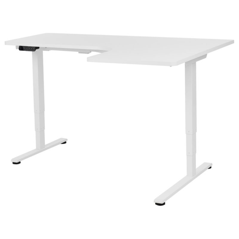 Biurko narożne regulowane elektrycznie Destines Biały 160 cm 109 cm Prawostronny 1 szt.