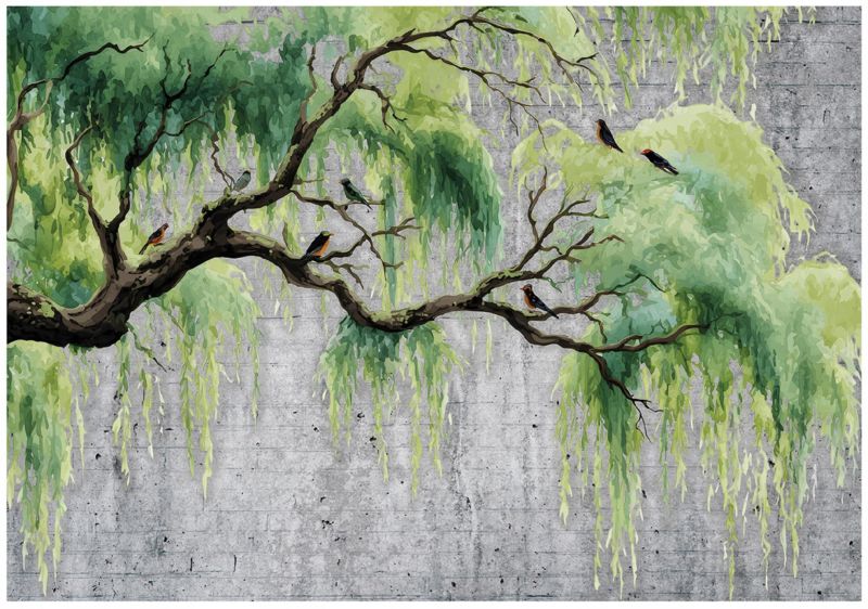 Fototapeta WALLARENA Do Sypialni Salonu Na Flizelinie Drzewo Abstrakcja Beton Zielony 300x210 cm 16178VX6 1 szt.