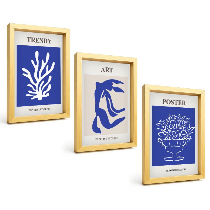 Zestaw Obrazów 3 Częściowy ArtPrintCave Złote Ramki 20x30 cm Dekoracja do Sypialni Abstrakcyjne postery Matisse 1 kpl.