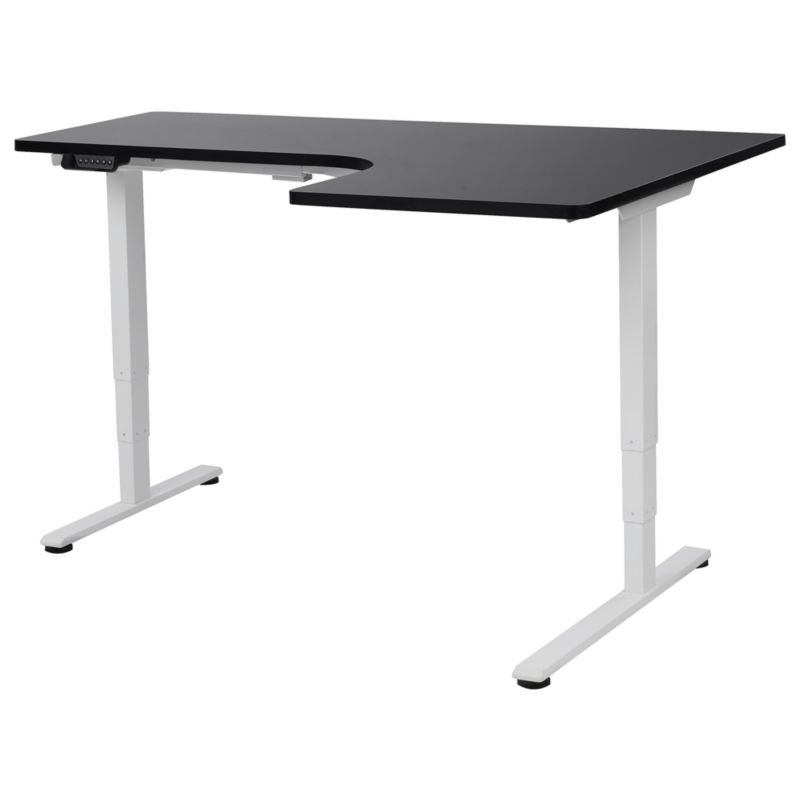 Biurko narożne regulowane elektrycznie Destines Czarny/ biały 160 cm 109 cm Prawostronny 1 szt.