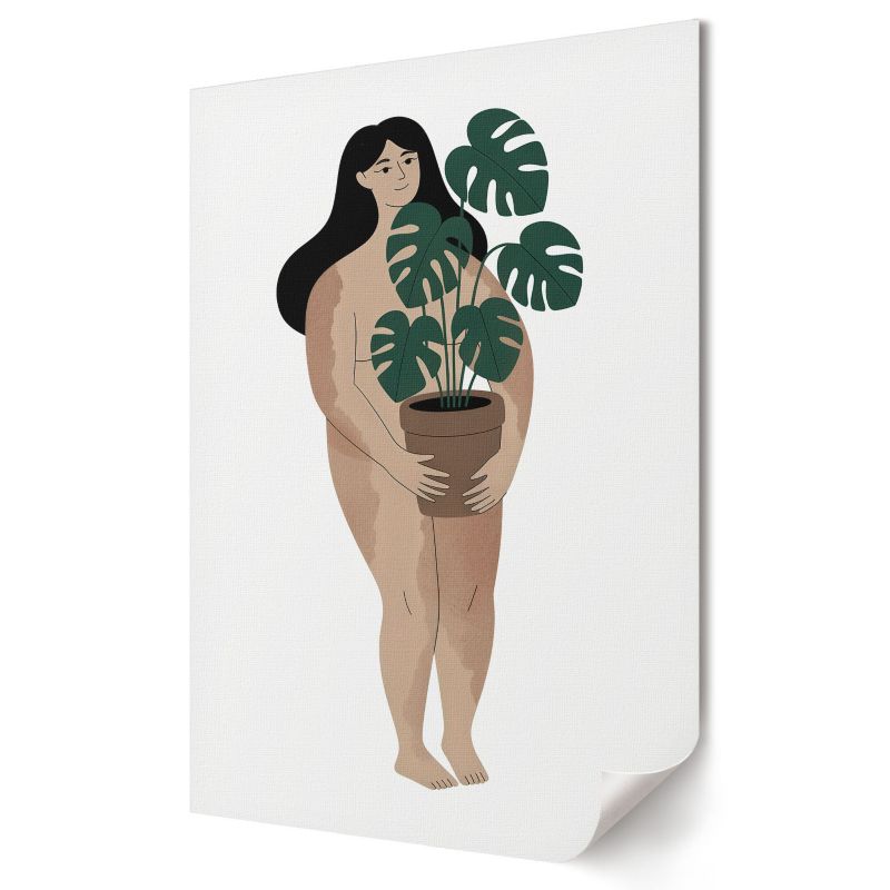 Plakat canvas Wallfluent Format A2 Kobieta z rośliną Projekt Artystyczny Afterform 1 szt.