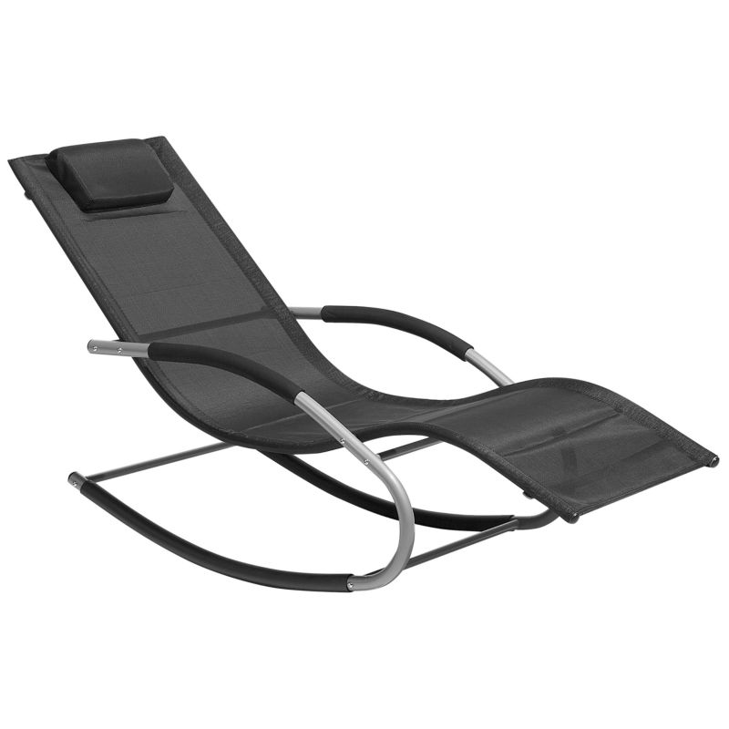Leżak ogrodowy bujany Carano Metal Czarny 1 szt.