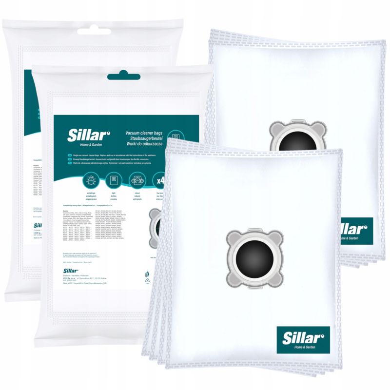 Worki do odkurzacza, Sillar, syntetyczne, wytrzymałe, zamiennik do Rowenta Tefal TW6477 TW6477RA TW6493 TW6843 TW6886, 8szt