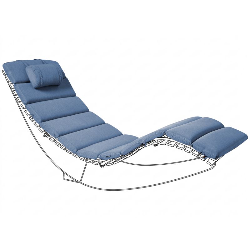 Poduszka na leżak ogrodowy Brescia premium 180 x 60 cm Niebieski 1 szt.