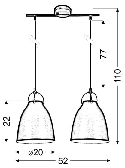 Lampa wisząca Candellux PENSILVANIA biało-czerwona 2xE27x60W IP20 wym:110x51x20cm - 1 szt.