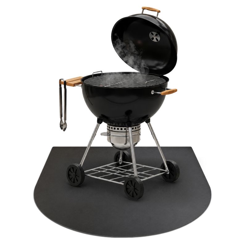 Nowoczesna Płyta Pod Grill ArtPrintCave 80x90 cm Czarna Mata Ochronna na Otwarte Patio i Werandę 1 szt.