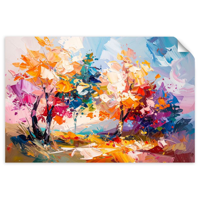 Naklejka na ścianę Feeby Kolorowy Krajobraz Drzewa Las imitacja farby olejnej 130x90cm 1szt