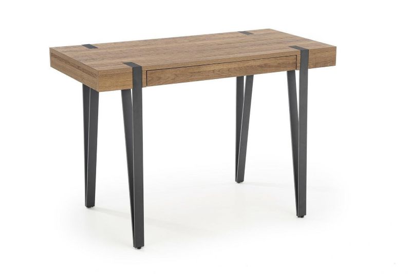 Biurko Indorika INTESI biurko z szufladą nowoczesne loft orzech miodowy czarne 110x55 cm 1 szt.