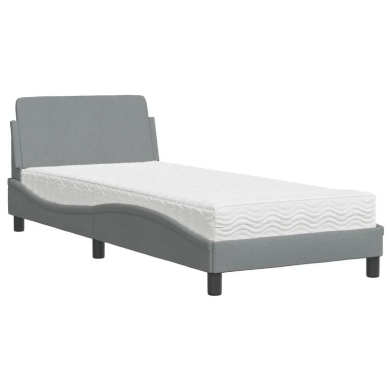 Łóżko tapicerowane WaszeMeble 90x200 cm jasnoszare WM-3208324 1 szt.