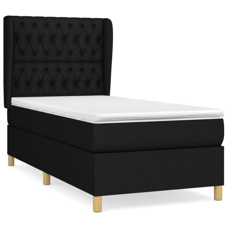 Łóżko z materacem WaszeMeble 90x190 cm Czarny tkanina WM-3128727 1 szt.
