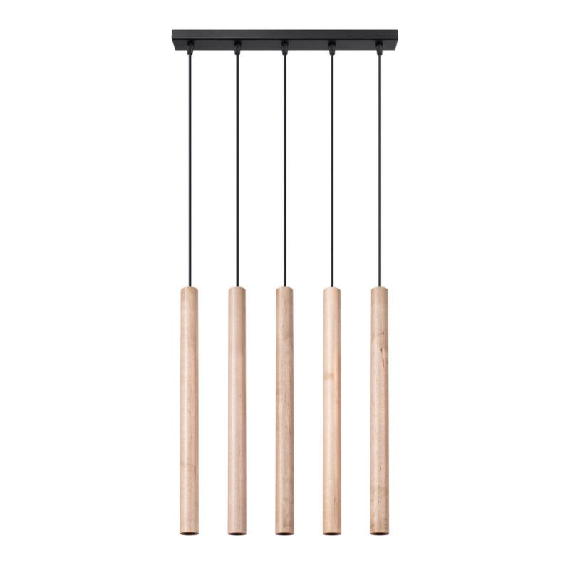 Lampa wisząca Sollux Lighting Pastelo 7150 drewno szerokość 45 cm 5xG9 x 1 szt.