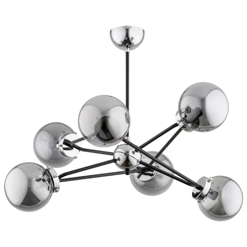 Lampa wisząca Alfa RESTO chromowana czarna-dymiona 6xE14x10W wym:57x63x66cm IP20 -1 szt.
