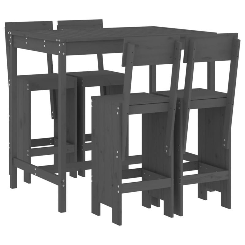 Zestaw mebli ogrodowych barowy WaszeMeble 4-osobowy drewno sosnowe szary WM-3157807 1 kpl
