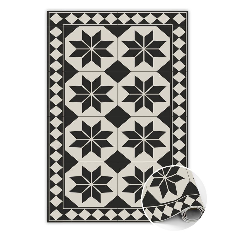 Dywan Tulup PCV 150x225 cm Czarno-białe gwiazdy Do Biura z Nadrukiem Dekoracyjny 1 szt.