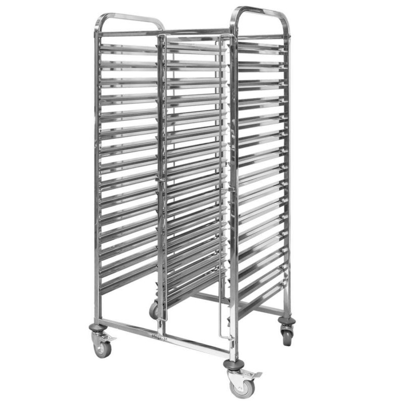 Wózek Mega-M transportowy na tace pojemniki GN ze stali nierdzewnej podwójny 30-półek 74x55x170 cm 1szt.