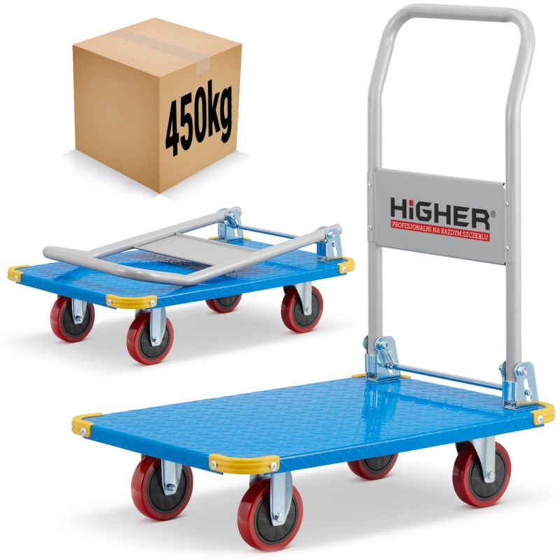 Wózek platformowy transportowy magazynowy 450kg HIGHER pełne koła 1 szt
