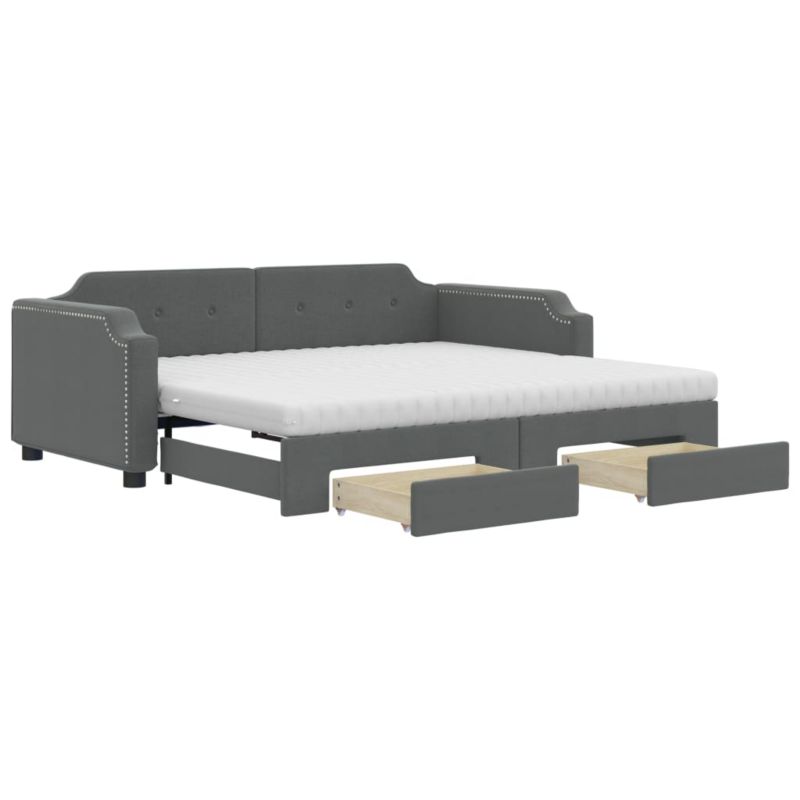 Sofa rozkładana WaszeMeble 80x200 cm Ciemnoszary tkanina z szufladami WM-3197684 1 szt.