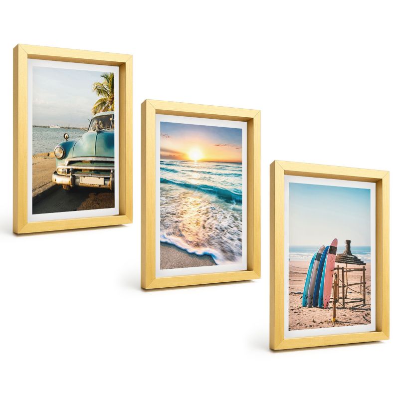 Zestaw Obrazów 3 Częściowy ArtPrintCave Złote Ramki 20x30 cm Dekoracja do Sypialni Wakacje Miami zachód słońca 1 kpl.