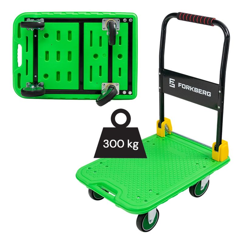 Wózek Forkberg transportowy platformowy składany magazynowy towarowy 300kg 70x48x85cm S zielony 1szt.