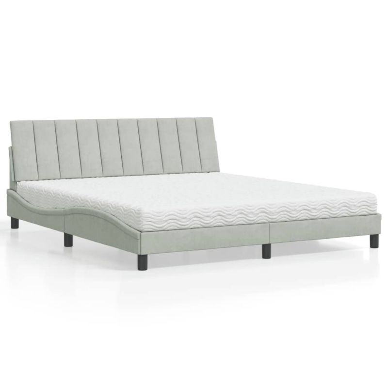 Łóżko z materacem jasnoszare aksamit WaszeMeble 180x200 WM-3208610 1 szt.