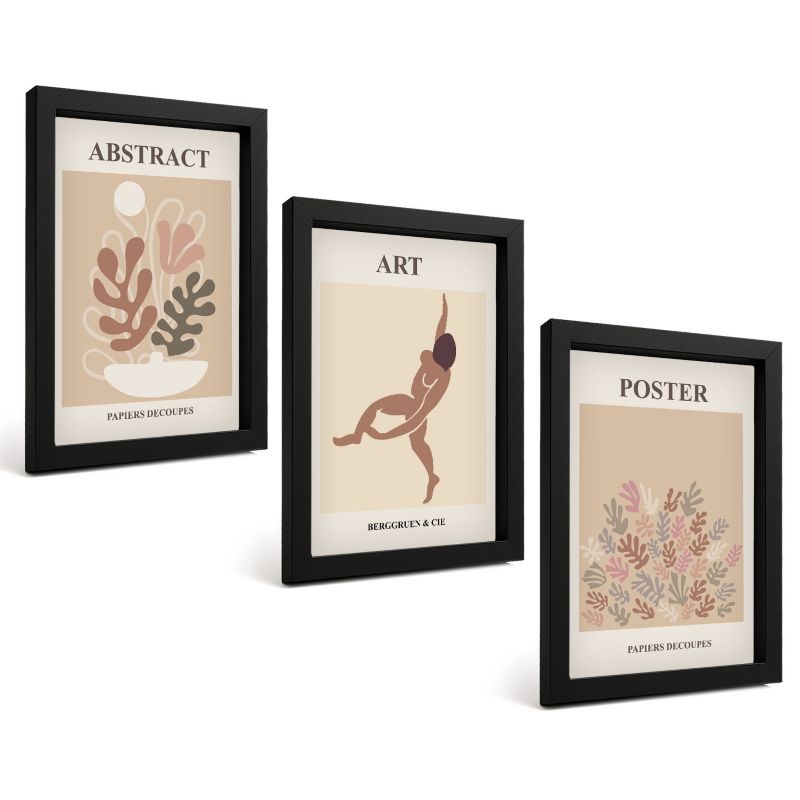 Zestaw Obrazów 3 Częściowy ArtPrintCave Czarne Ramki 20x30 cm Dekoracja do Sypialni Stylowe kompozycje Matisse 1 kpl.