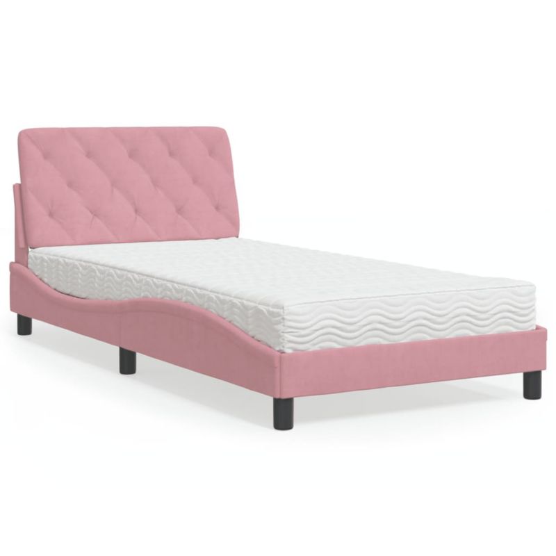 Łóżko z materacem różowe aksamitne WaszeMeble 100x200 WM-3208645 1 szt.