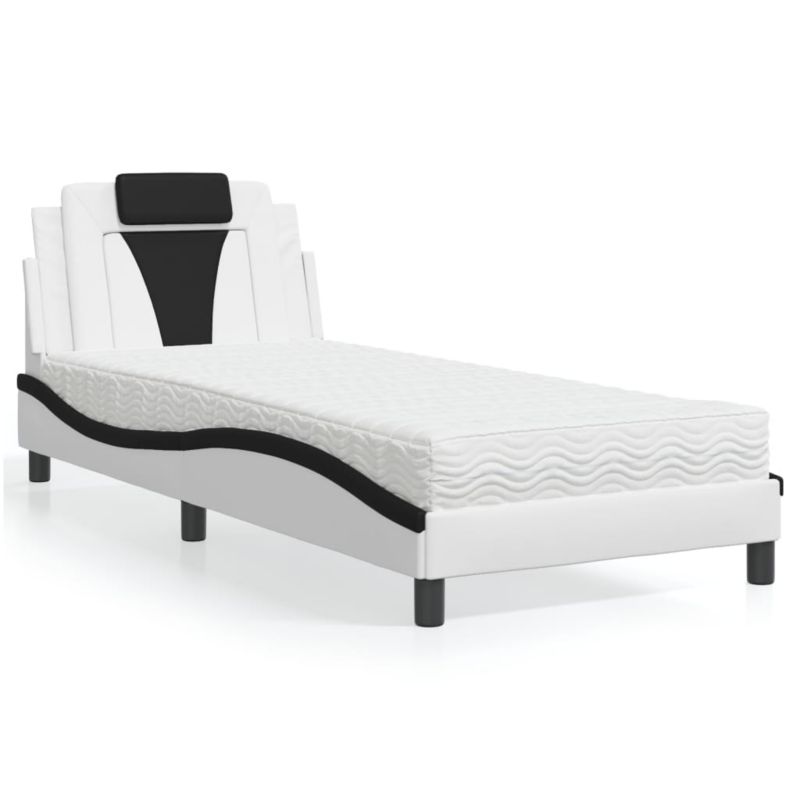 Łóżko z materacem biało-czarne sztuczna skóra WaszeMeble 80x200 WM-3208760 1 szt.