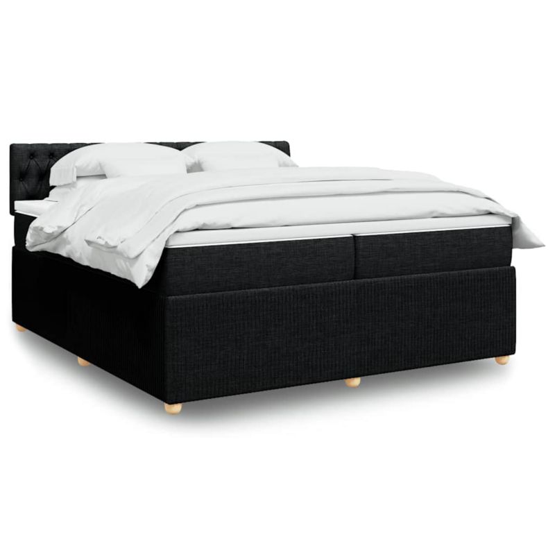 Łóżko z materacem WaszeMeble 200x200 cm Czarny tkanina WM-3287572 1 szt.