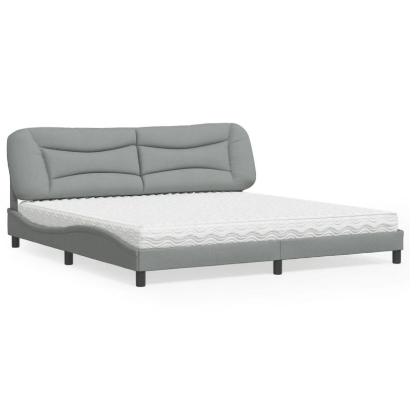 Łóżko z materacem jasnoszare obite tkaniną WaszeMeble 200x200 WM-3208555 1 szt.