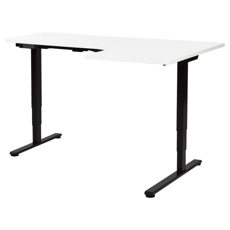 Biurko narożne regulowane elektrycznie Destines Biały/ czarny 160 cm 109 cm Prawostronny 1 szt.