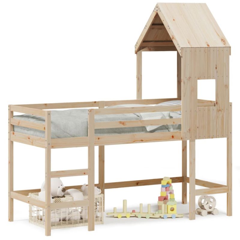 Łóżko na antresoli z drabiną i dachem sosna WaszeMeble 80x200 WM-3282028 1 szt.