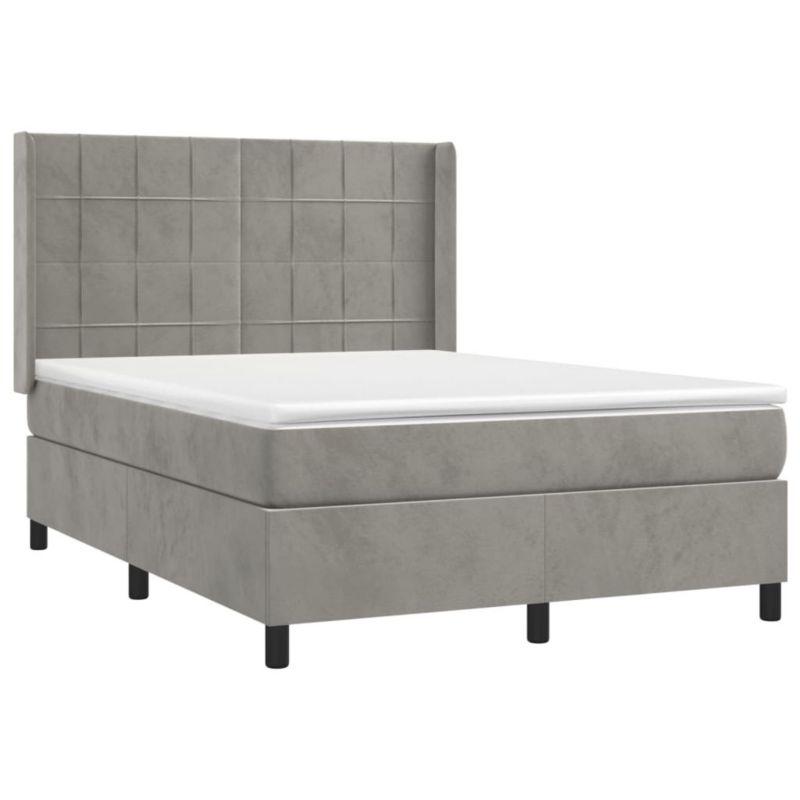 Łóżko kontynentalne WaszeMeble 140x190 cm jasnoszare WM-3139559 1 szt.