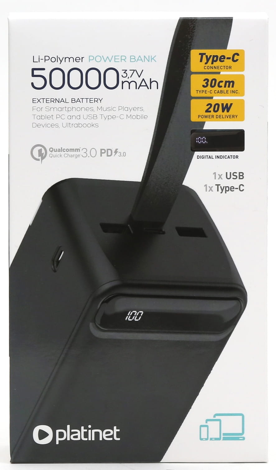 PLATINET power bank 50000mAh 45872 PD 20W PMPB5020 - Henryx24