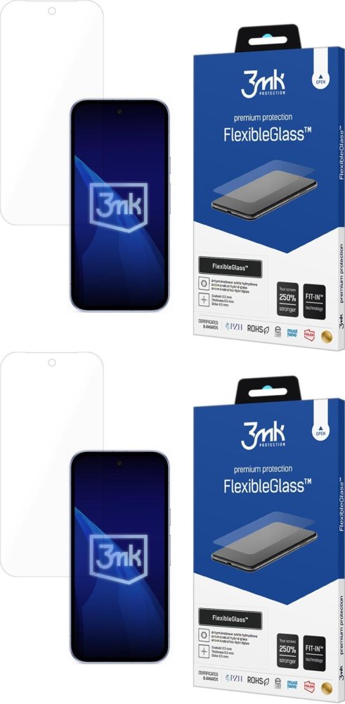 2x Szkło hybrydowe 3mk FlexibleGlass, do Google Pixel 10A