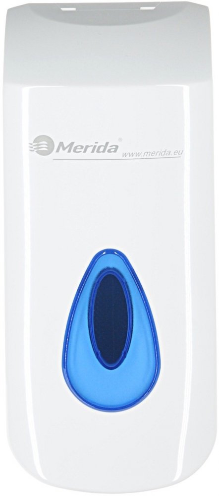 Dozownik do mydła w płynie Merida Top Mini, niebieskie okienko, 9x19x9.8cm, 400ml, biały